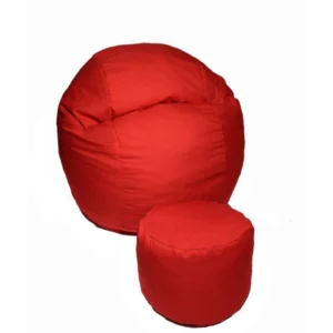 Комплект, Барбарон с табуретка за крака, 500л. Matusalem - Montana Red, Перящ се калъф, Подходящ за деца, Пълнеж с микс от мемори пяна и дунапрен, Гама Diamond